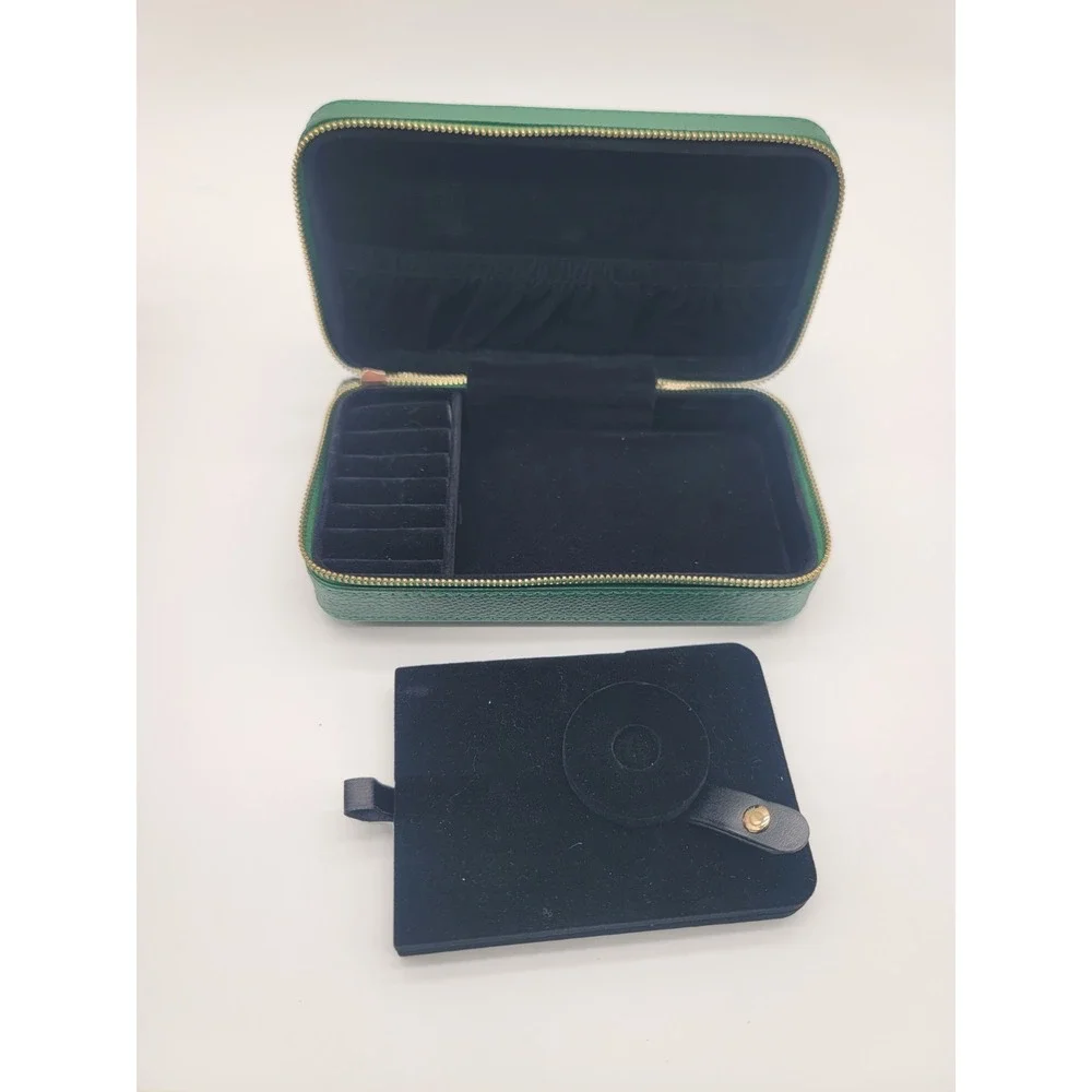 Pandora Green Travel Jewelry Box Case Wristlet Organizer Zip Vegan Leather